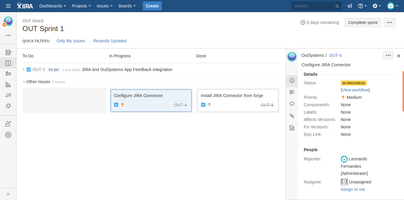 JIRA integration front end