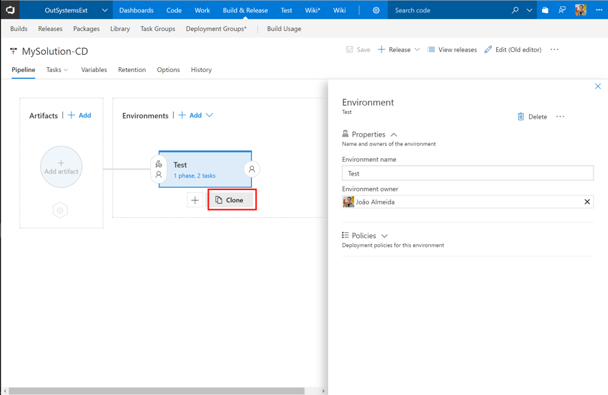 Cloning the VSTS environments