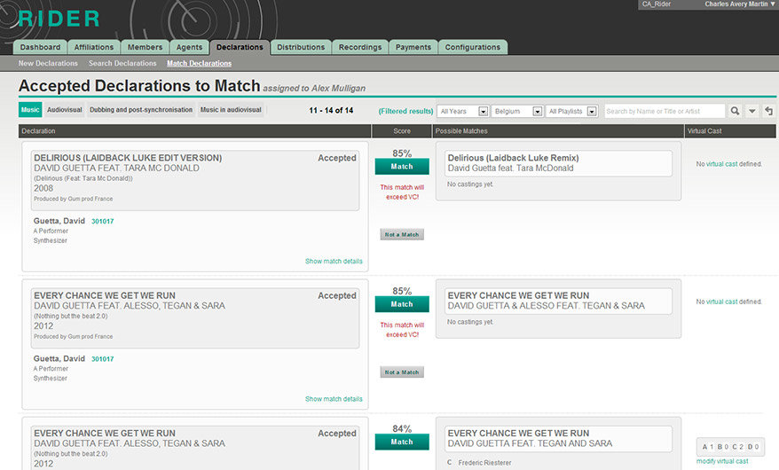 PlayRight - Rider - Matching Playlists