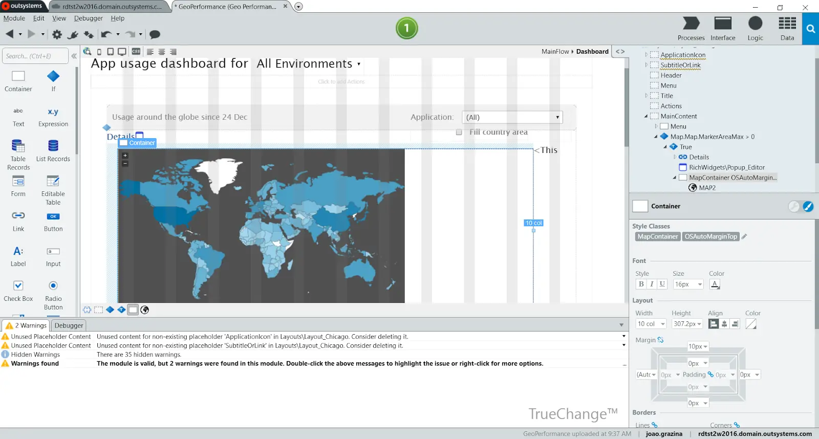 display website access metrics over a world map