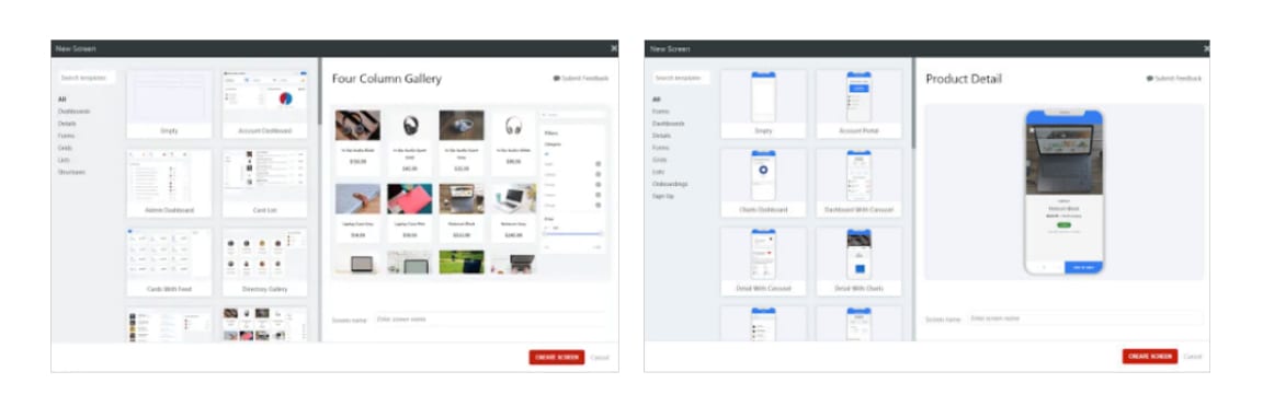 outsystems screen template options