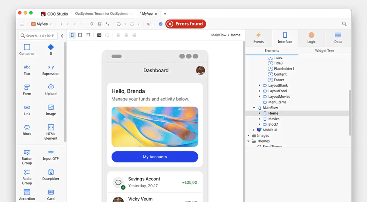 low code mobile app builder environment