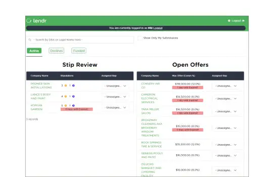 lendr digital lending interface