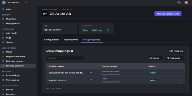 Identity Provider Group Mapping | OutSystems