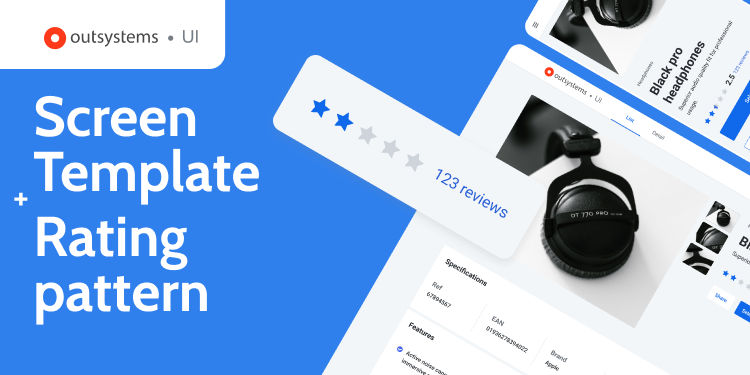 New Product Feature screen template with Rating pattern