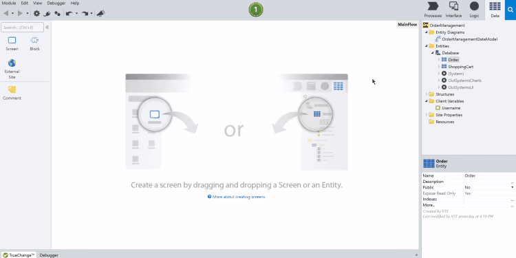 Quickly create screens and menus on Reactive Web
