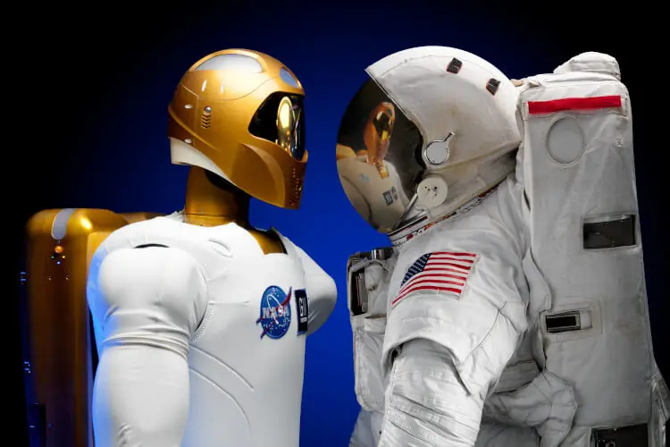 Two astronauts face to face
