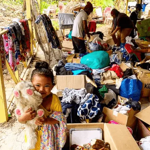 Children receiving food 