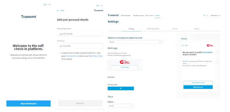 Truewind check-in app