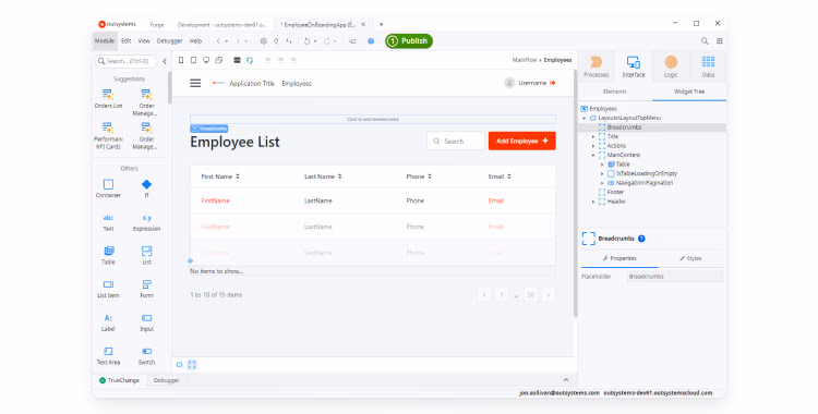 employee list canvas