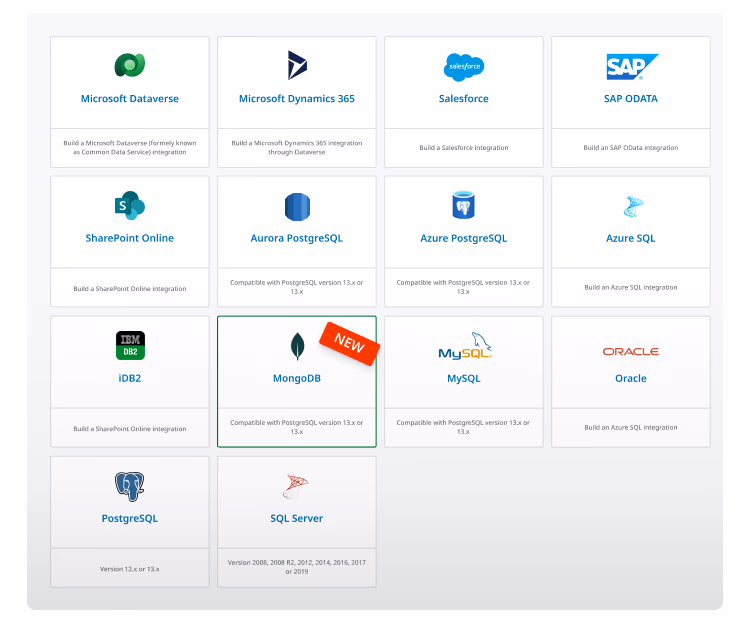 list of integration builder connectors