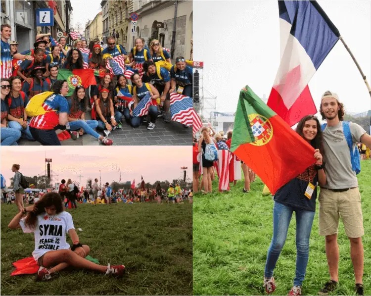 Sara with friends in Poland, on the left, and Portugal, on the right.