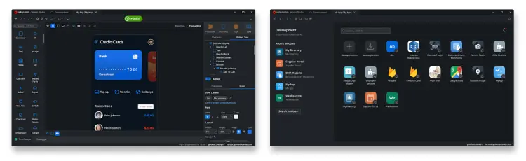 Service Studio dark mode.