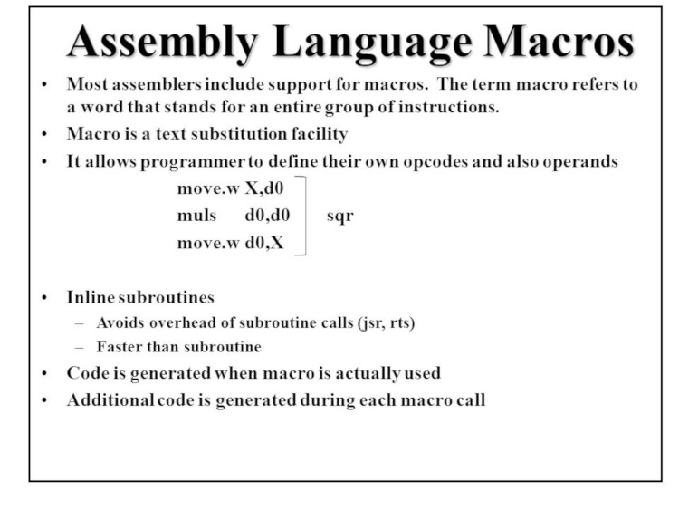 Assembly Language Macros