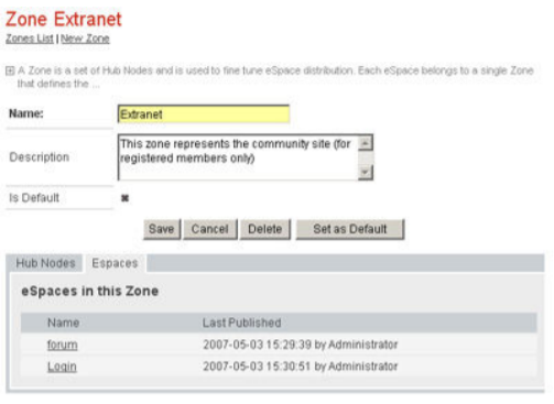 Independent zones to separate intranet from your extranet applications.
