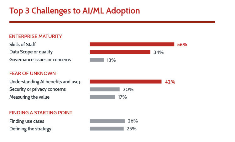 Top 3 challenges  to AI/ML adoption