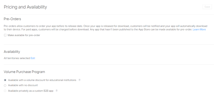 Publishing in app store