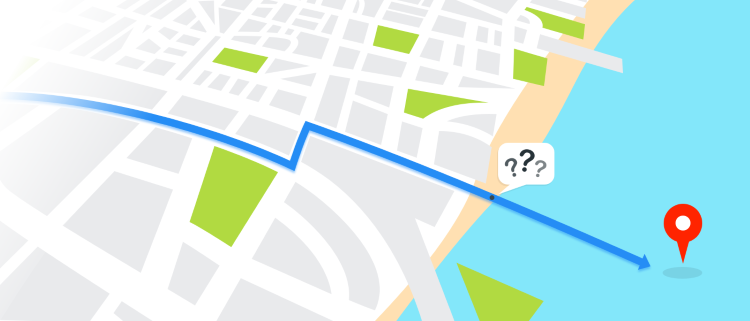 Apple Maps, into the water