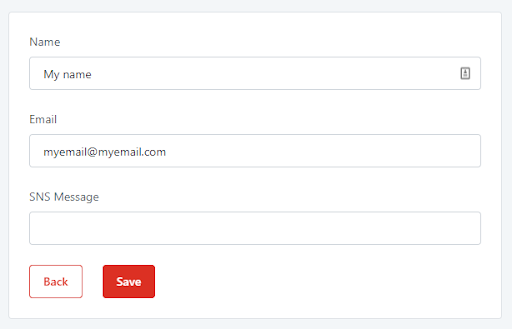 Creating a new user screen