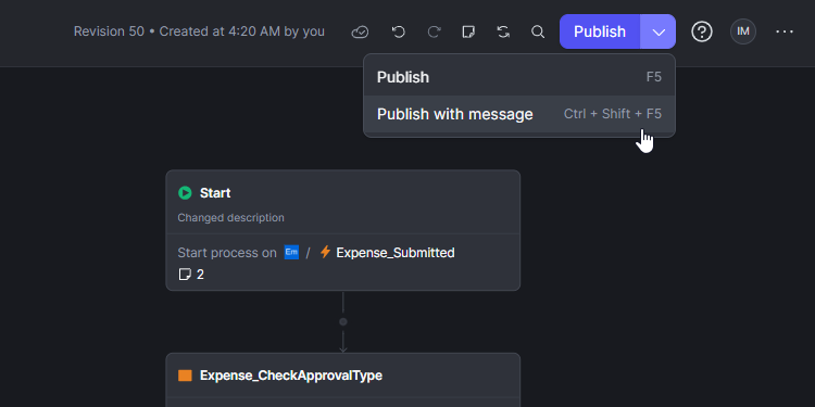 Revision Messages in ODC Workflows