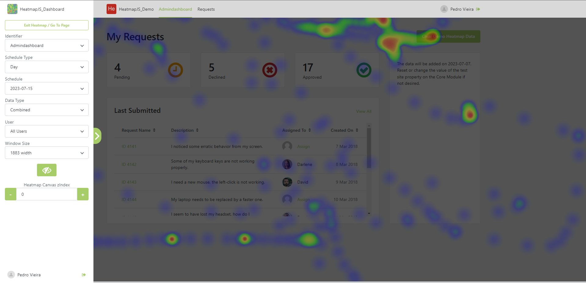 HeatmapJS Dashboard - Overview (O11) | OutSystems