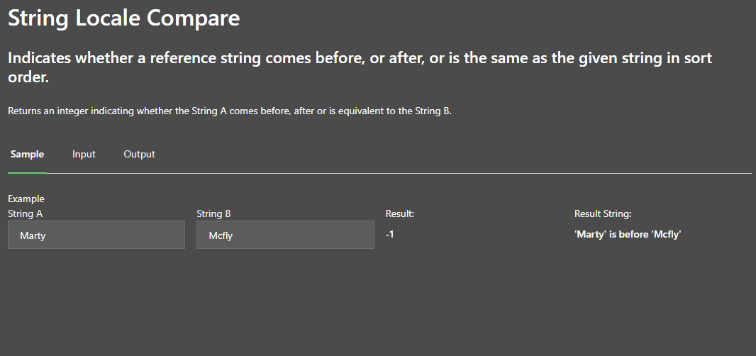 String Locale Compare - Overview (O11) | OutSystems