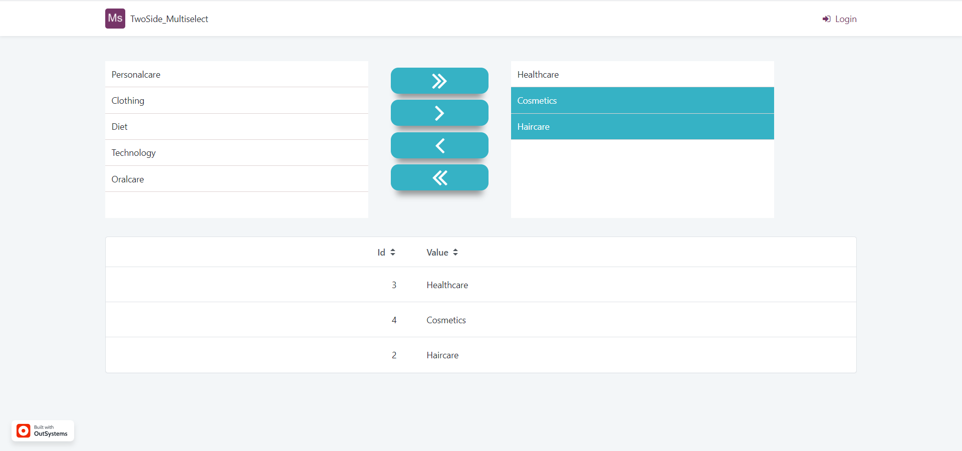 Two-side Multi Select - Overview (O11) | OutSystems