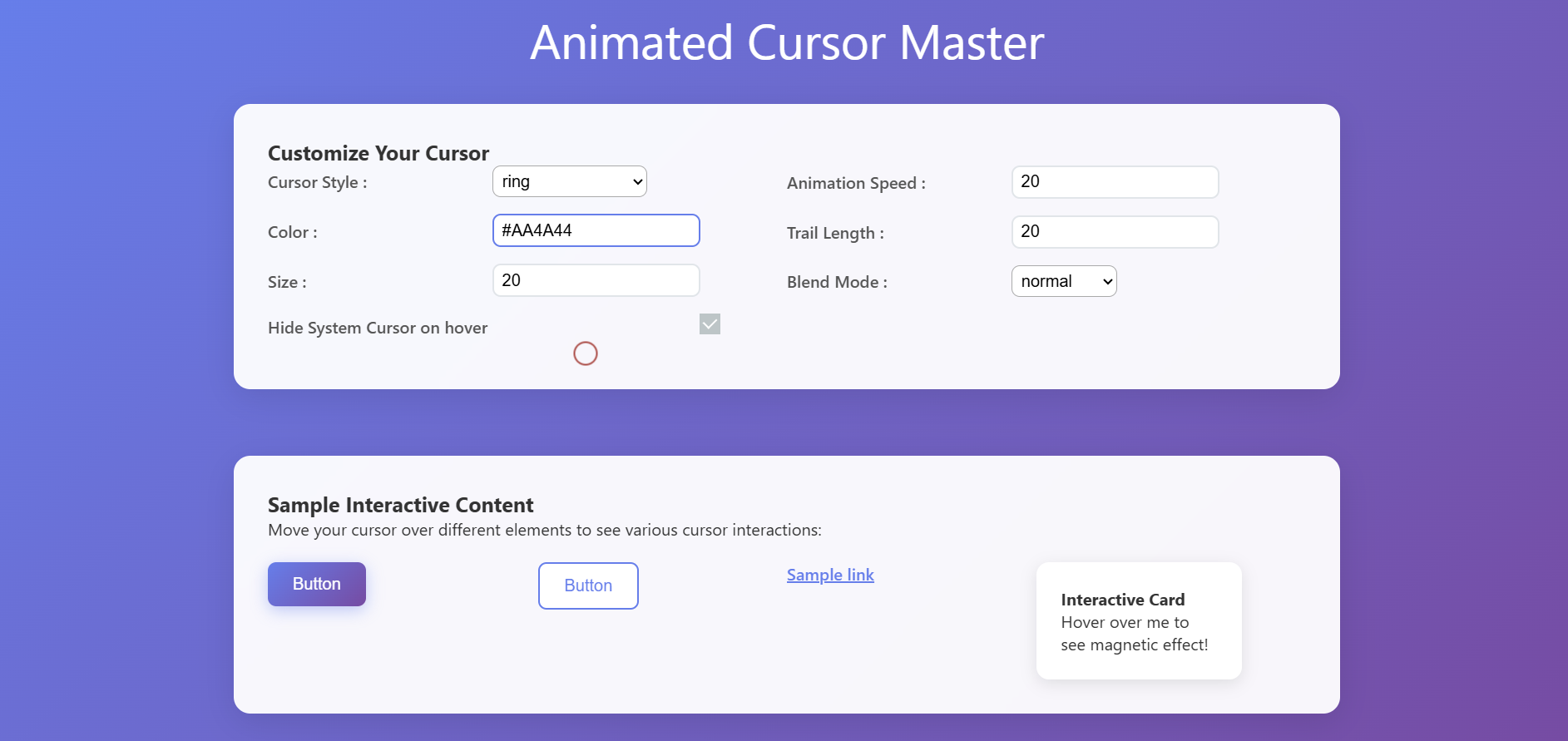 Animated Cursor Master - Overview (O11) | OutSystems
