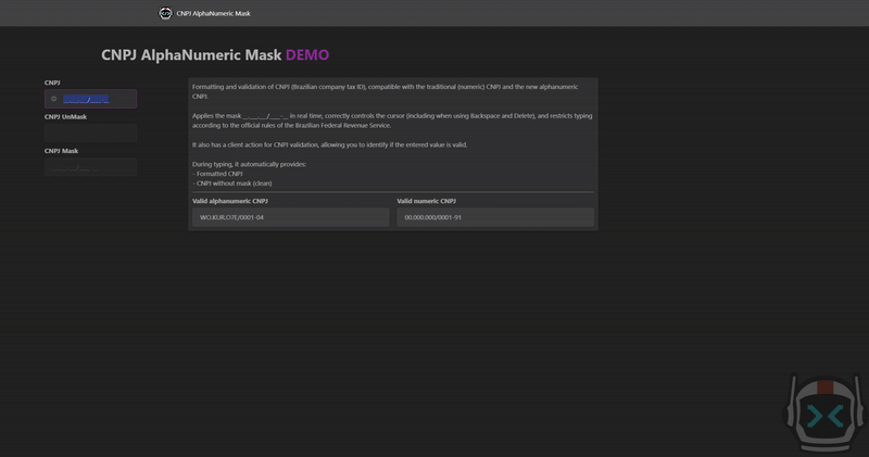 Alphanumeric Format Mask CNPJ AlphaNumeric Mask - Overview (O11) | OutSystems