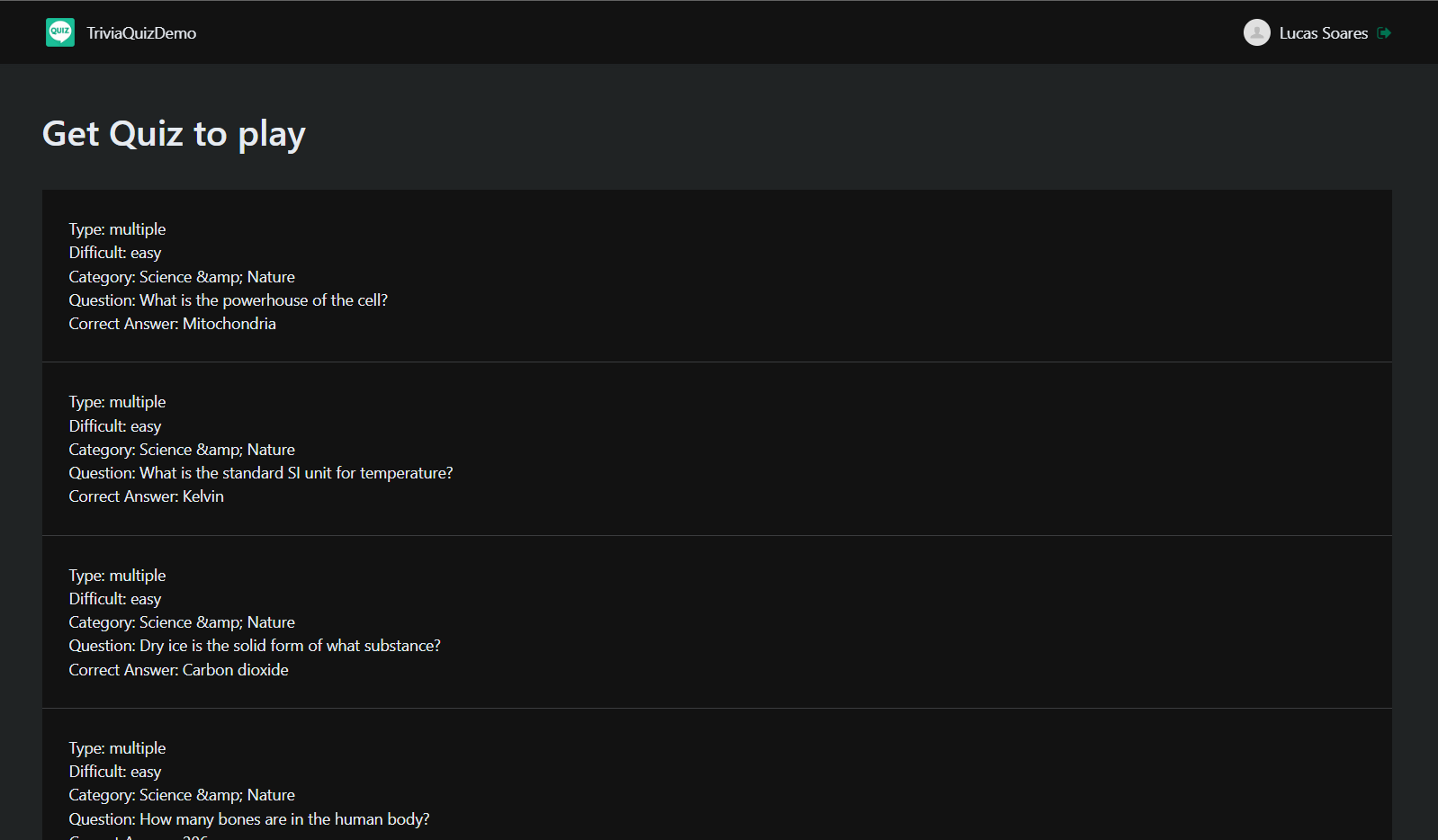 Trivia Quiz API Game - Overview (O11) | OutSystems