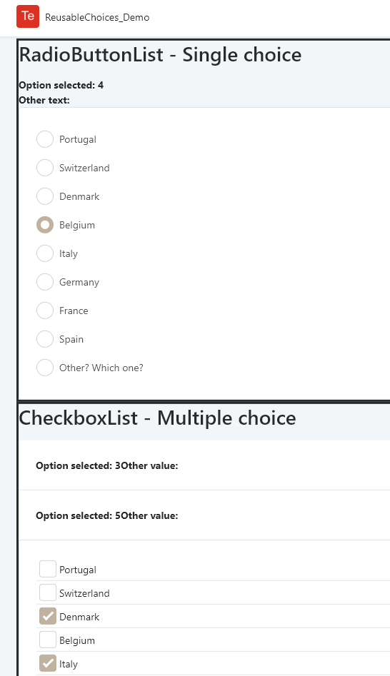 Radiobuttonlist C Radiobuttonlist and Checkboxlist - Complete reusable choices - Overview ...