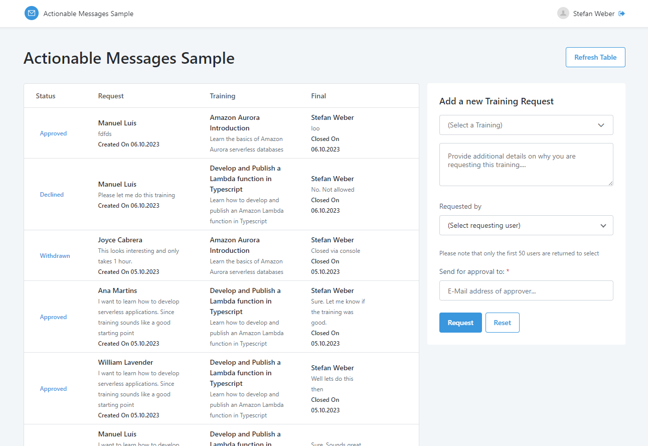 Actionable Message Sample - Overview (O11) | OutSystems
